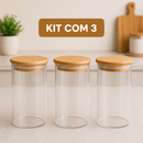Potes Herméticos de Vidro com Tampa de Bambu – Organização Premium para Sua Cozinha
