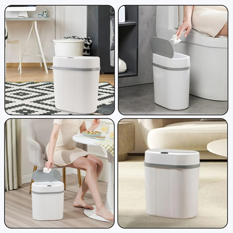 Lixeira Inteligente Automática 12L – Sensor Sem Toque para Cozinha e Banheiro